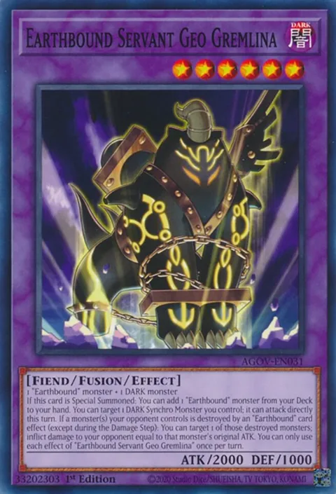 Earthbound Servant Geo Gremlina AGOV-EN031 Yu-Gi-Oh card from Age of Overlord