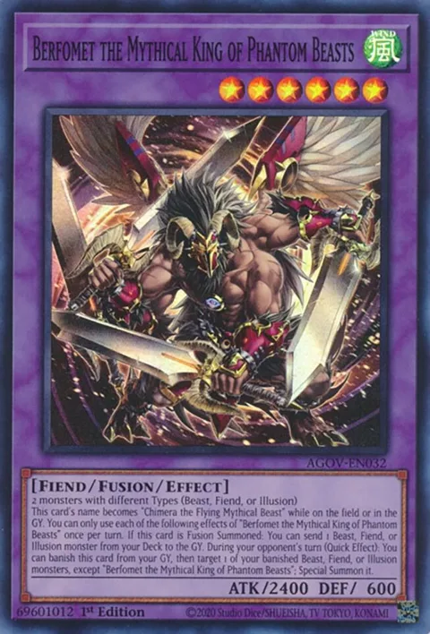 Berfomet the Mythical King of Phantom Beasts AGOV-EN032 Yu-Gi-Oh card from Age of Overlord