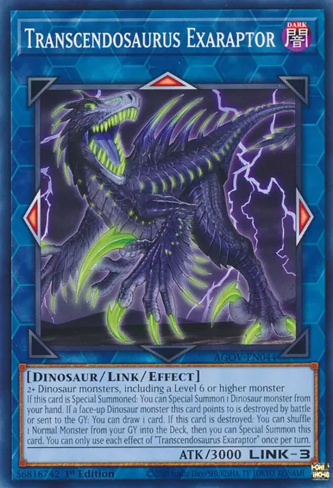 Transcendosaurus Exaraptor AGOV-EN044 Yu-Gi-Oh card from Age of Overlord