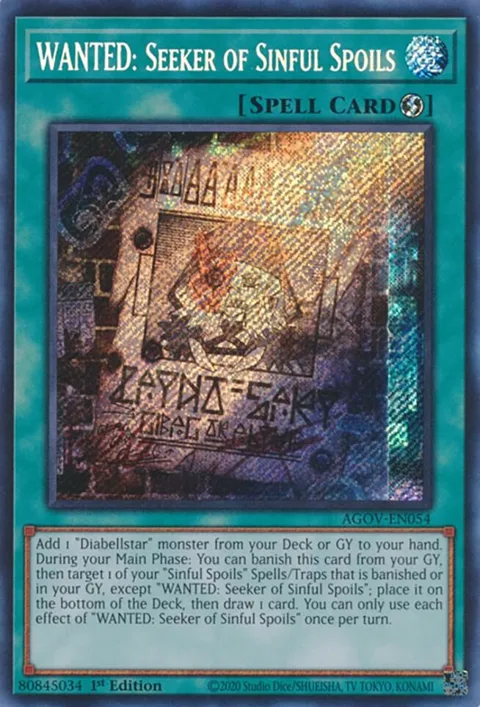WANTED: Seeker of Sinful Spoils AGOV-EN054 Yu-Gi-Oh card from Age of Overlord