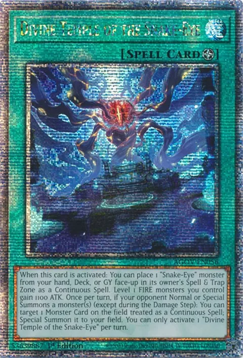 Divine Temple of the Snake-Eye Quarter Century Secret Rare AGOV-EN056 Yu-Gi-Oh card from Age of Overlord