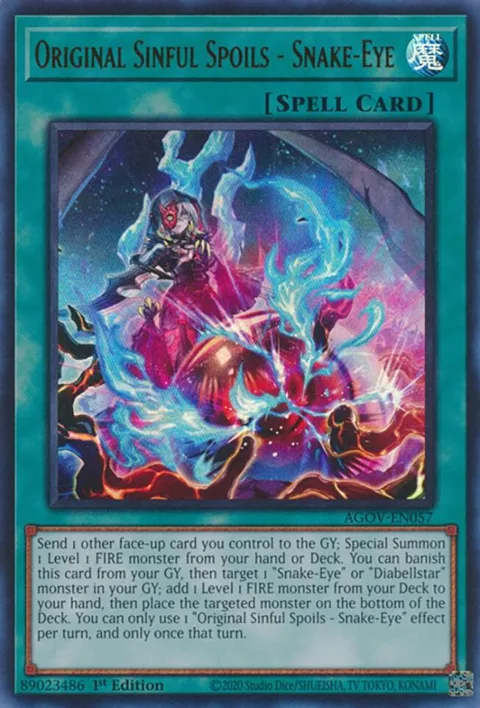 Original Sinful Spoils - Snake-Eye AGOV-EN057 Yu-Gi-Oh card from Age of Overlord