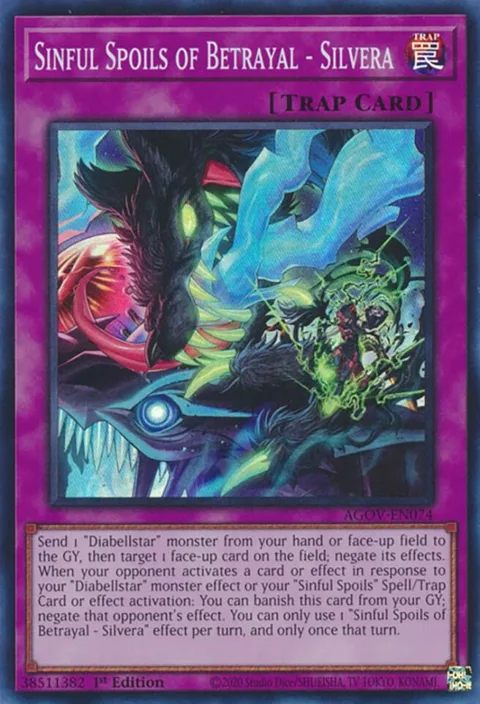 Sinful Spoils of Betrayal - Silvera AGOV-EN074 Yu-Gi-Oh card from Age of Overlord