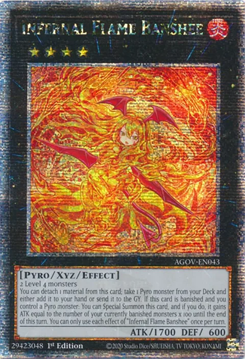 Infernal Flame Banshee Quarter Century Secret Rare AGOV-EN043 Yu-Gi-Oh card from Age of Overlord