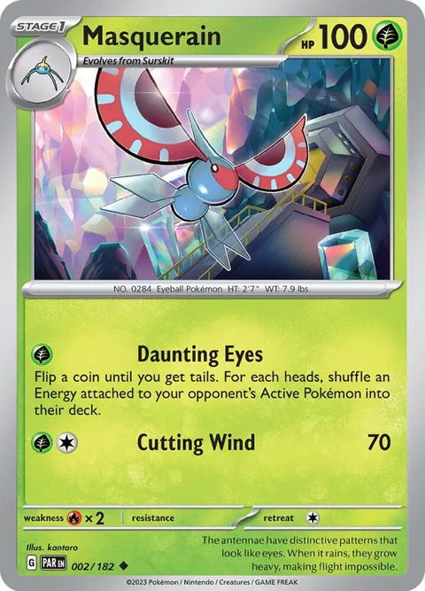 Masquerain #002/182 Reverse Holofoil Pokémon card from Paradox Rift