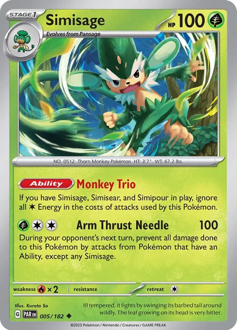 Simisage #005/182 Pokémon card from Paradox Rift