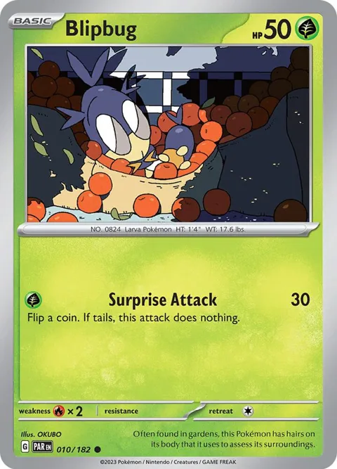 Blipbug #010/182 Reverse Holofoil Pokémon card from Paradox Rift