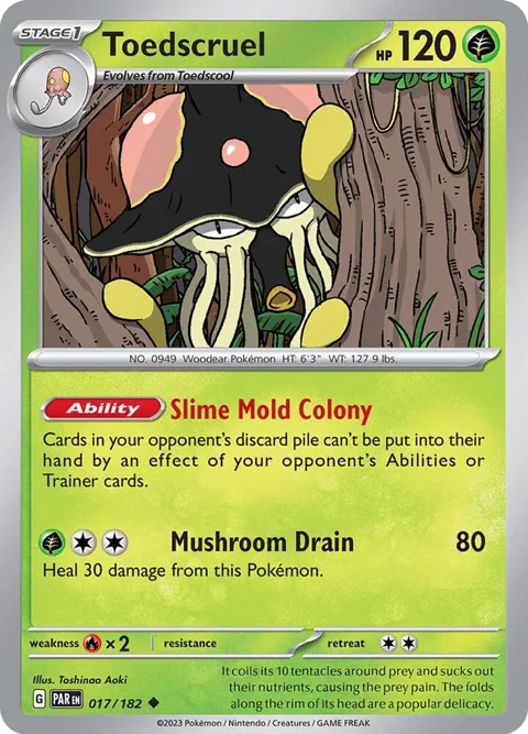 Toedscruel #017/182 Reverse Holofoil Pokémon card from Paradox Rift