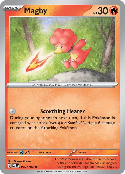 Magby #019/182 Reverse Holofoil Pokémon card from Paradox Rift