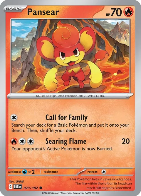 Pansear #020/182 Reverse Holofoil Pokémon card from Paradox Rift