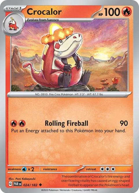 Crocalor #024/182 Reverse Holofoil Pokémon card from Paradox Rift