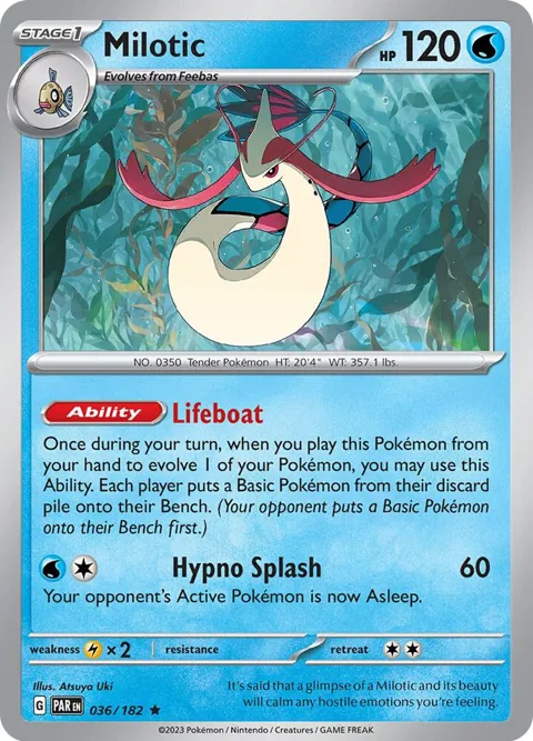 Milotic #036/182 Reverse Holofoil Pokémon card from Paradox Rift
