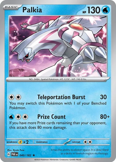 Palkia #040/182 Reverse Holofoil Pokémon card from Paradox Rift