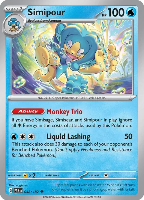 Simipour #042/182 Pokémon card from Paradox Rift