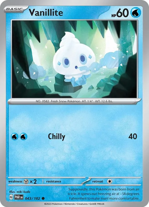 Vanillite #043/182 Pokémon card from Paradox Rift