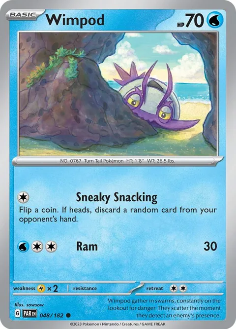 Wimpod #048/182 Reverse Holofoil Pokémon card from Paradox Rift