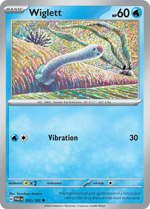 Wiglett #052/182 Reverse Holofoil Pokémon card from Paradox Rift
