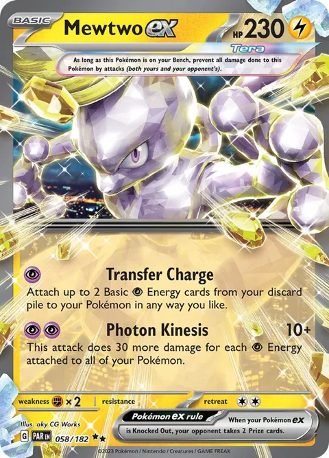 Mewtwo ex #058/182 Holofoil Pokémon card from Paradox Rift