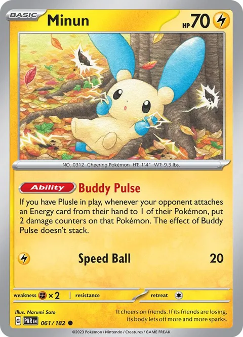 Minun #061/182 Pokémon card from Paradox Rift