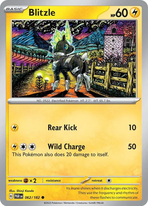 Blitzle #062/182 Reverse Holofoil Pokémon card from Paradox Rift