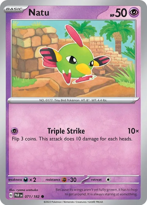 Natu #071/182 Reverse Holofoil Pokémon card from Paradox Rift