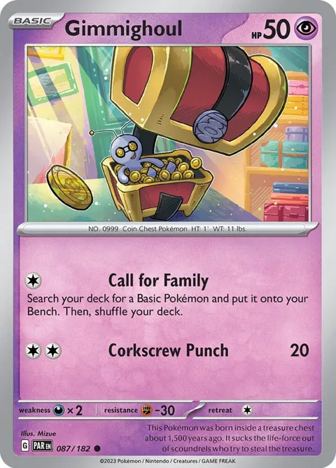 Gimmighoul #087/182 Pokémon card from Paradox Rift