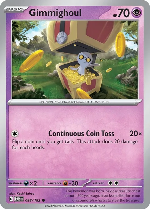 Gimmighoul #088/182 Pokémon card from Paradox Rift