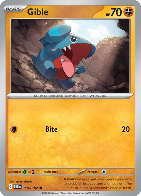 Gible #094/182 Pokémon card from Paradox Rift