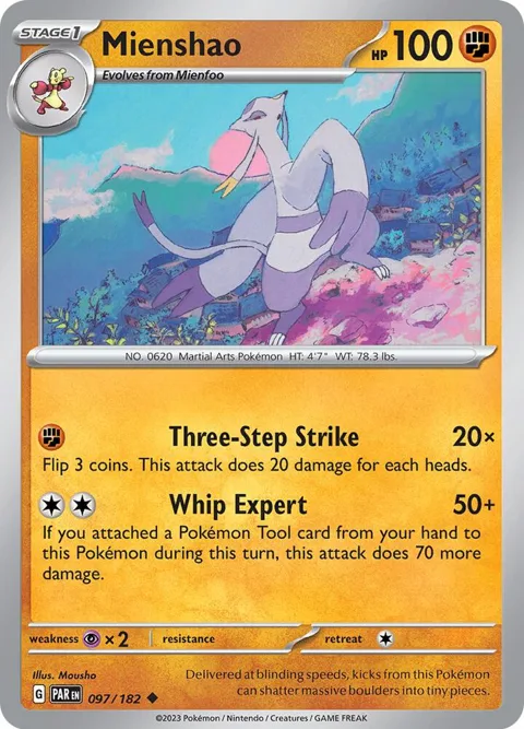 Mienshao #097/182 Reverse Holofoil Pokémon card from Paradox Rift