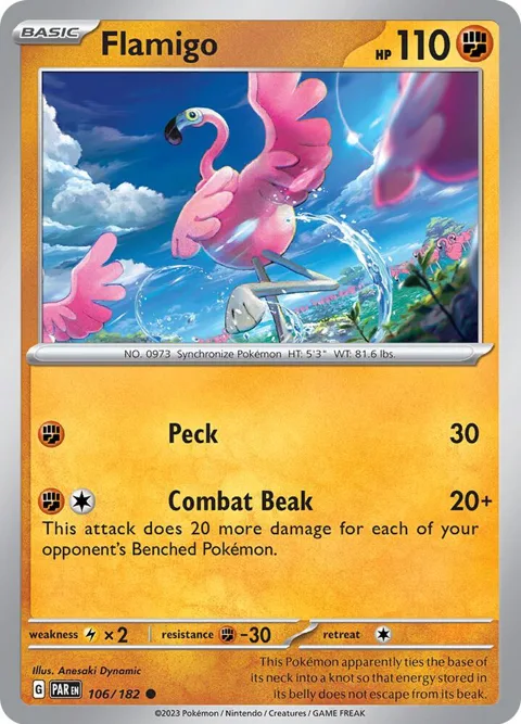 Flamigo #106/182 Pokémon card from Paradox Rift