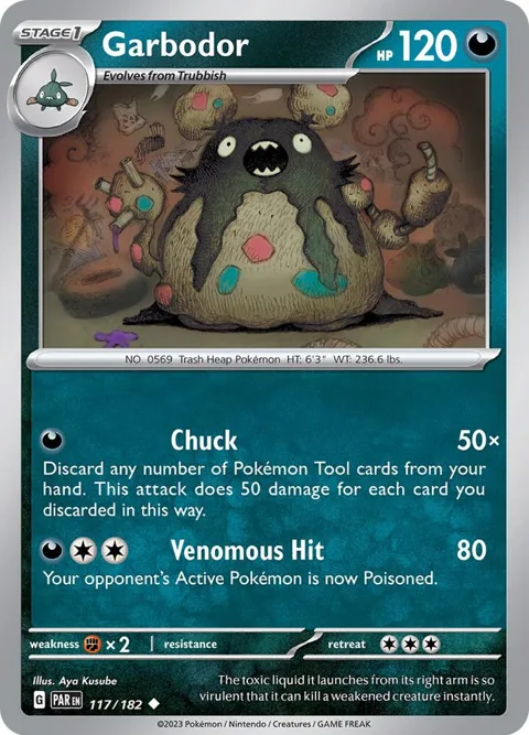Garbodor #117/182 Pokémon card from Paradox Rift