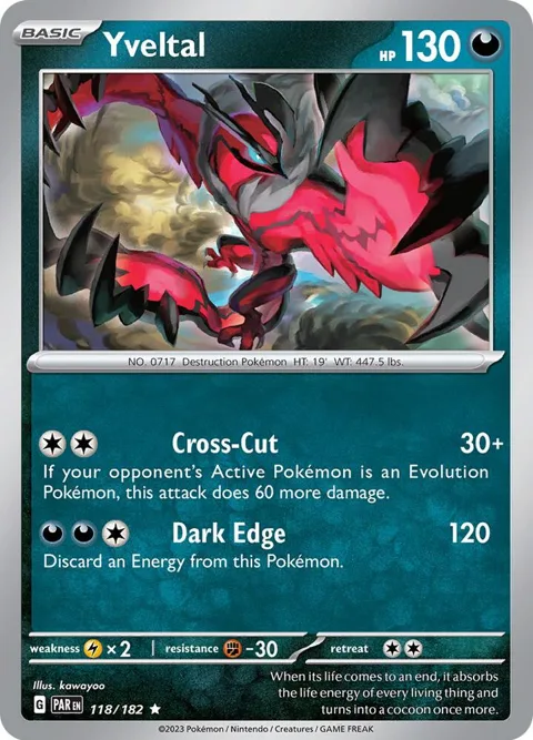 Yveltal #118/182 Holofoil Pokémon card from Paradox Rift
