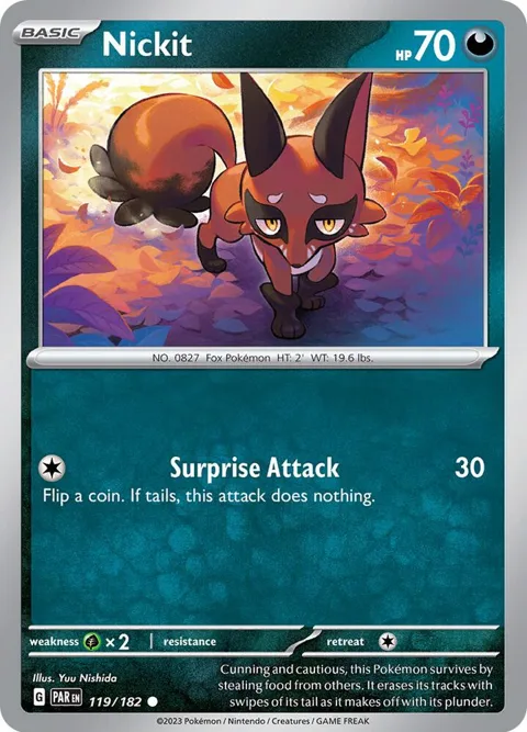 Nickit #119/182 Pokémon card from Paradox Rift