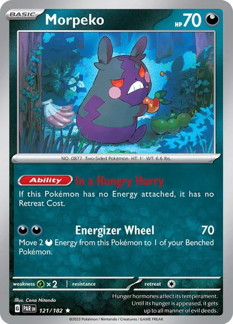 Morpeko #121/182 Holofoil Pokémon card from Paradox Rift