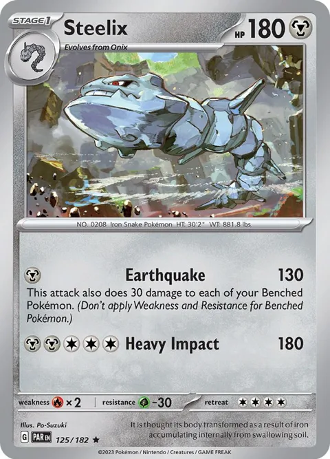 Steelix #125/182 Holofoil Pokémon card from Paradox Rift