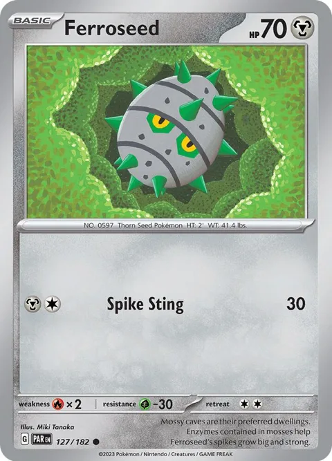 Ferroseed #127/182 Reverse Holofoil Pokémon card from Paradox Rift