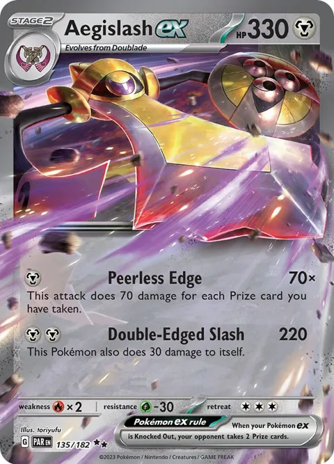 Aegislash ex #135/182 Holofoil Pokémon card from Paradox Rift