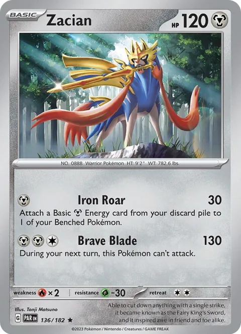 Zacian #136/182 Reverse Holofoil Pokémon card from Paradox Rift