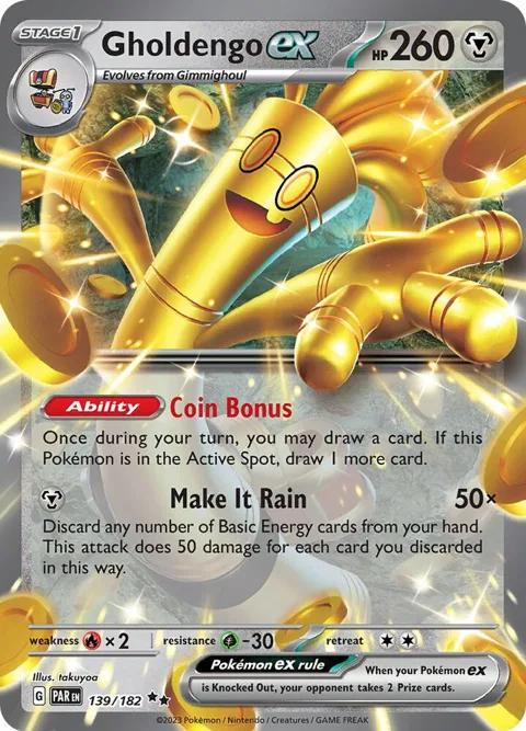 Gholdengo ex #139/182 Holofoil Pokémon card from Paradox Rift