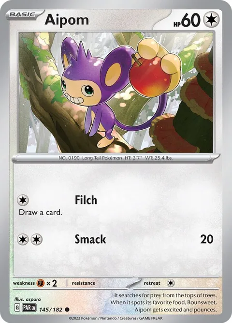 Aipom #145/182 Pokémon card from Paradox Rift