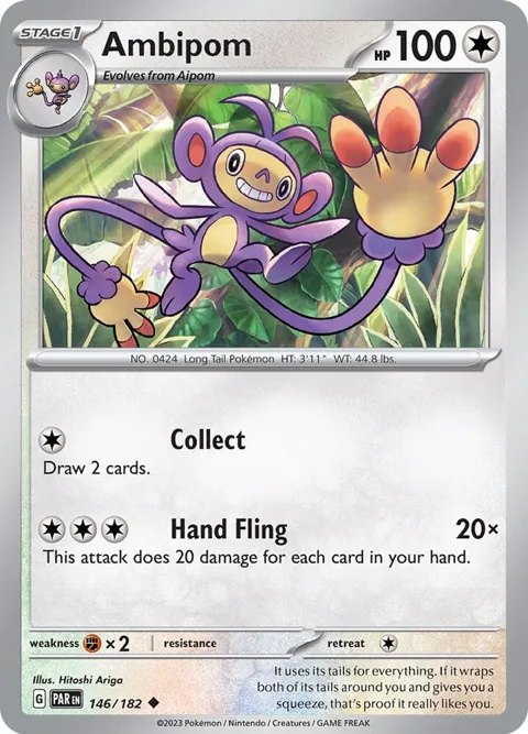 Ambipom #146/182 Pokémon card from Paradox Rift