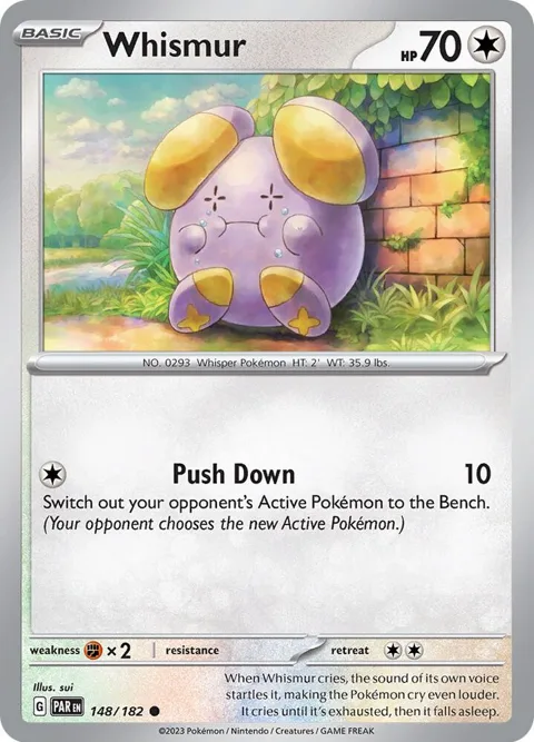 Whismur #148/182 Reverse Holofoil Pokémon card from Paradox Rift