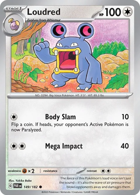 Loudred #149/182 Reverse Holofoil Pokémon card from Paradox Rift