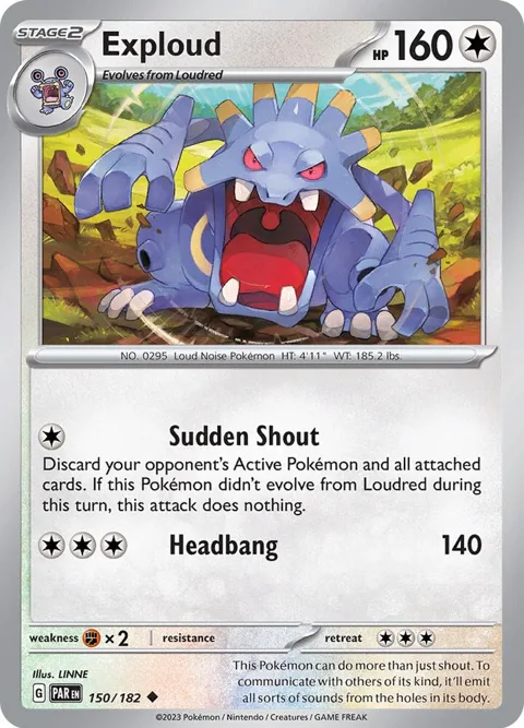 Exploud #150/182 Pokémon card from Paradox Rift