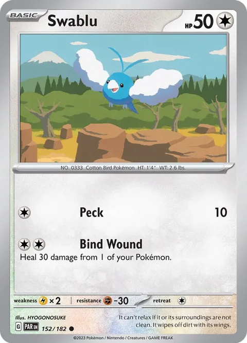 Swablu #152/182 Reverse Holofoil Pokémon card from Paradox Rift