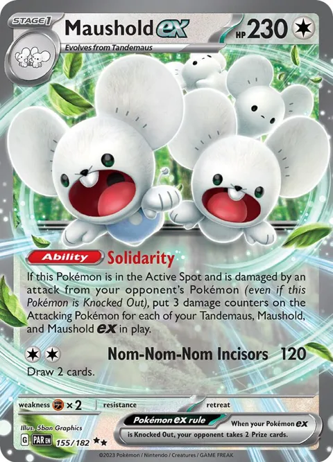 Maushold ex #155/182 Holofoil Pokémon card from Paradox Rift