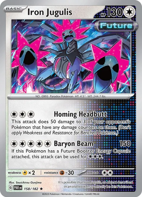 Iron Jugulis #158/182 Reverse Holofoil Pokémon card from Paradox Rift