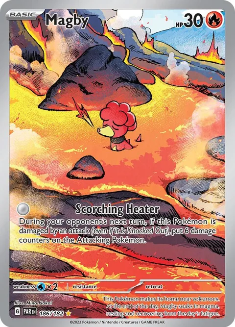 Magby #186/182 Holofoil Pokémon card from Paradox Rift