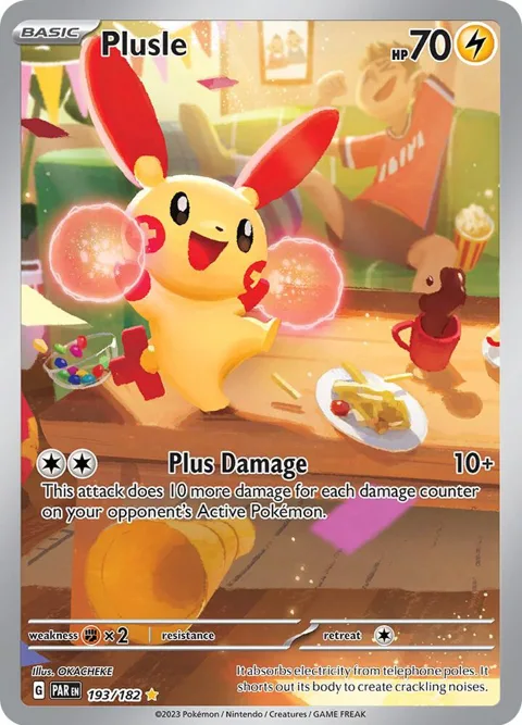 Plusle #193/182 Holofoil Pokémon card from Paradox Rift