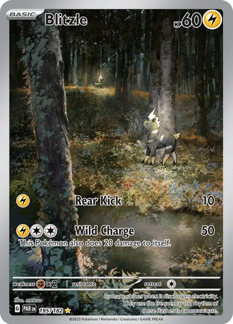 Blitzle #195/182 Holofoil Pokémon card from Paradox Rift